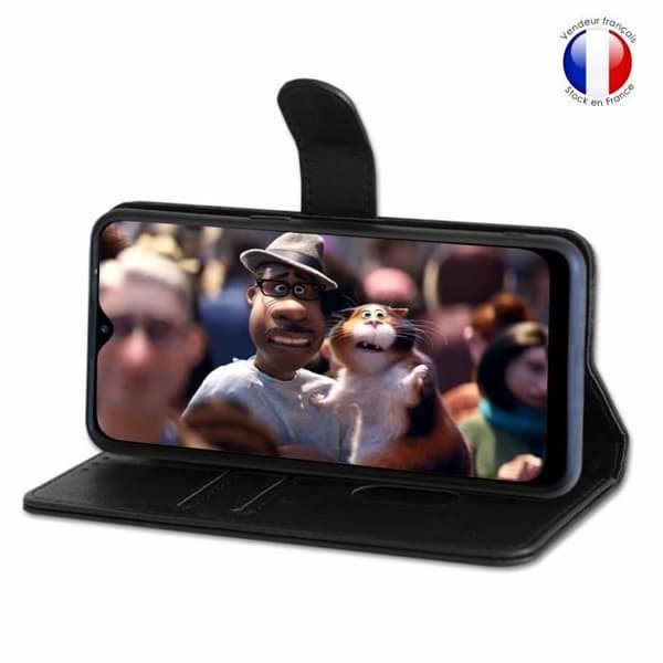 Plånboksfodral dedikerat till Xiaomi Redmi 9A med magnetisk flik, kortlagring och videostöd - Svart