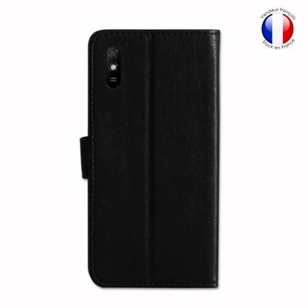 Plånboksfodral dedikerat till Xiaomi Redmi 9A med magnetisk flik, kortlagring och videostöd - Svart