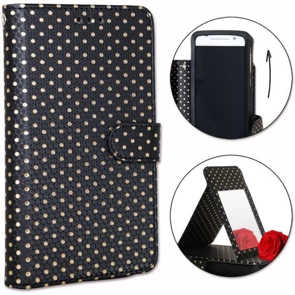 Hus för Poco X3 NFC - PH26® - Ekoleder - Svart - Kortfack - Inbyggd spegel