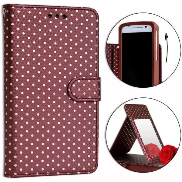Fodral för Samsung Galaxy S10+ - PH26® - Ekoskinn brun - Kortficka - Spegel - Synliga sömmar