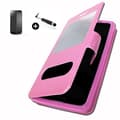 Miniatyrbild 1 av 4: Lenovo K5 super PACK Rosa PU fönsterfodral + mini stylus + härdat glas 9H hårdhet, Ultratunn 0,20 mm