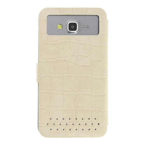 LENOVO K5 PLUS kvalitetsbeige plånboksfodral i krokodilstil i PU-läder från PH26®