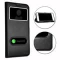 Miniatyrbild 1 av 4: Huawei P7 Dedicated folio case svart med fönster i läderlook med synliga stygn av PH26®