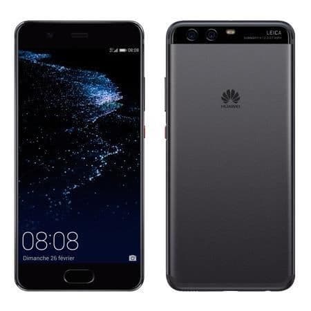 Huawei P10 Heltäckande folio svart med fönster i läderlook och synliga sömmar av PH26®