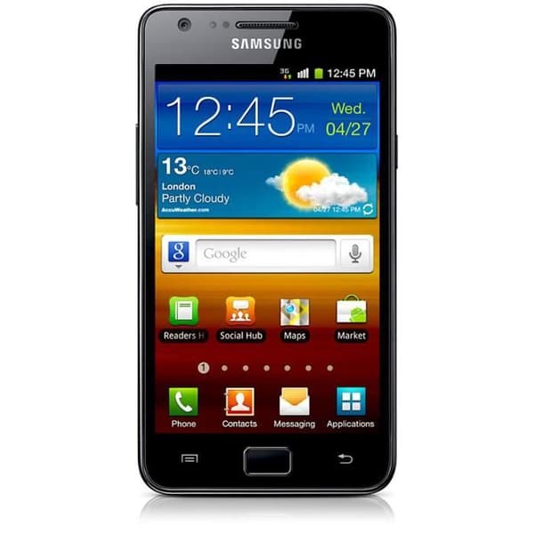 Samsung Galaxy S2 I9100 Dedikerad svart folio med fönster i läderlook och synliga sömmar av PH26®