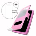 Miniatyrbild 1 av 4: Super Pack Case Cover för Xiaomi Redmi Note 9 Extra Slim 2 Windows Eco Leather + High Transparens härdat glas ROSA