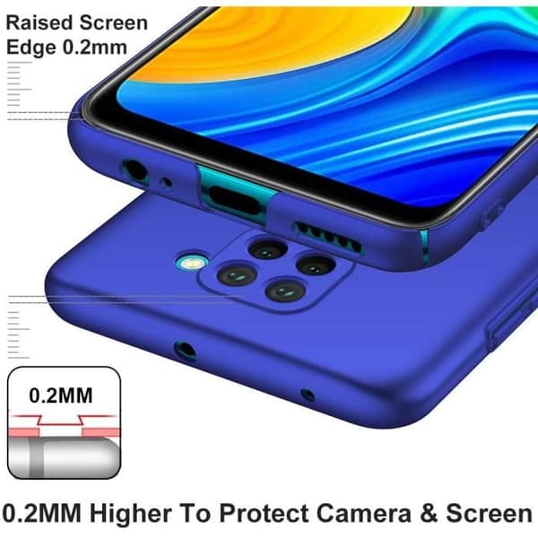 Xiaomi Redmi Note 9 Fodral + Skärmskydd i härdat glas, Blå Mycket tunt skyddsfodral Hårt skydd Fodral Fodral för