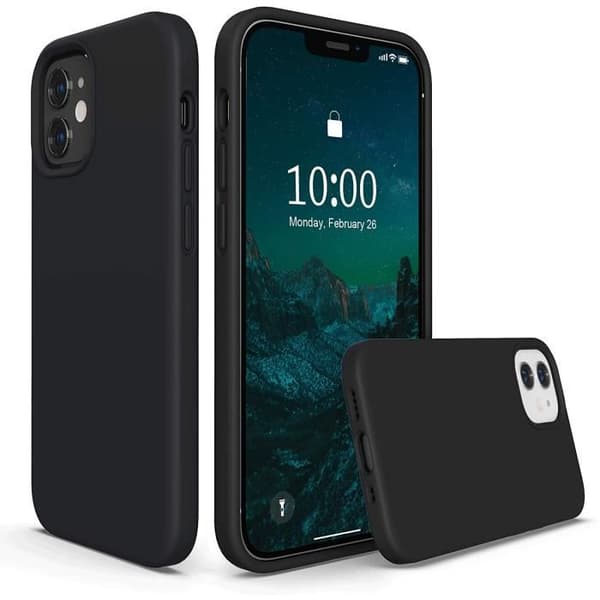Flytande silikonfodral till iPhone 12 5,4 tum 2020 Svart
