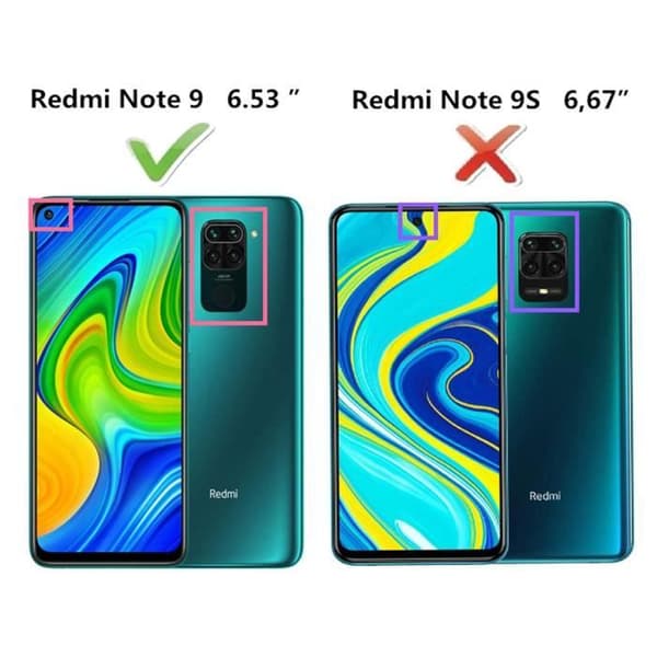 Coque Xiaomi Redmi Note 9, coque + Tempererat glas 360 graders skydd PC hård bälg - Svart