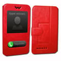 Miniatyrbild 2 av 4: Coolpad Cool Play 8 Lite Extra Slim Red Folio Case X 2 Windows i ekologiskt kvalitetsläder med magnetisk stängning och