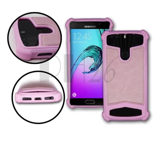 Asus Zenfone 2 ZE500CL Bakfodral i rosa läderstil med anti-chock gel silikonkonturer från PH26®
