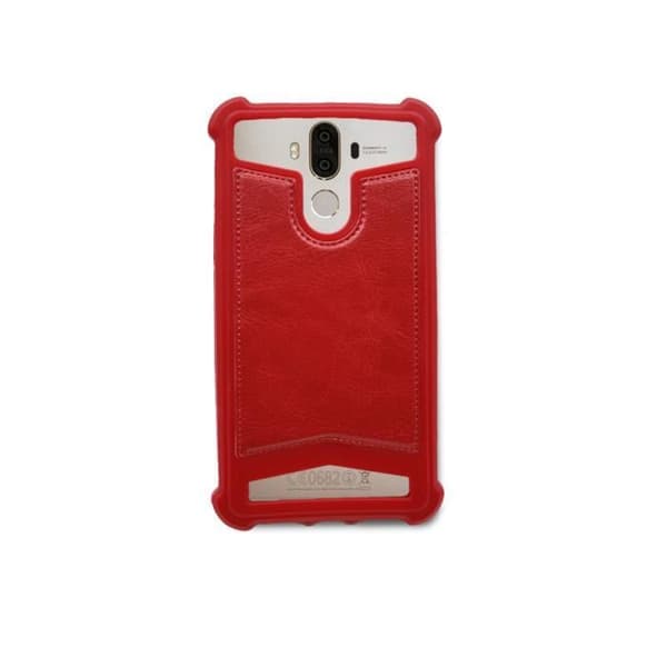ZTE Blade V8 Pro Bakskal i röd läderlook med silikonram och stötabsorberande gel av PH26®