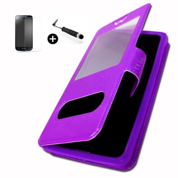 POLAROID PHANTOM 5 V2 super PACK premiumpaket Etui Folio lila med fönster PU + mini touch-skrivare + härdat glas Hårdhet 9H, Ul...