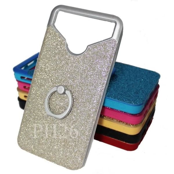 LG K10 Silver bakfodral med diamant strass effekt och anti-chock silikon gel konturer med ring för selfies, foton och support