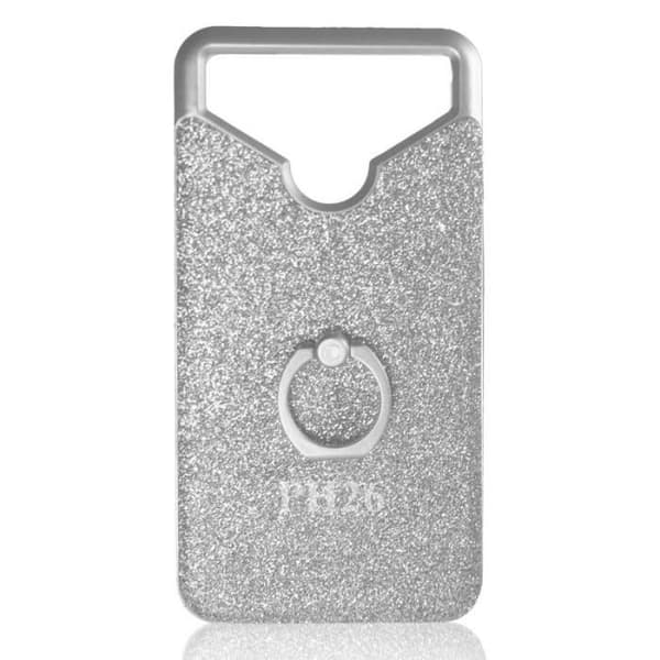 LG K10 Silver bakfodral med diamant strass effekt och anti-chock silikon gel konturer med ring för selfies, foton och support