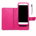 Miniatyrbild 4 av 4: Foliofodral för OnePlus X plånboksformat i fuchsia eko-läder med dubbel invändig korthållare med flik, stängning