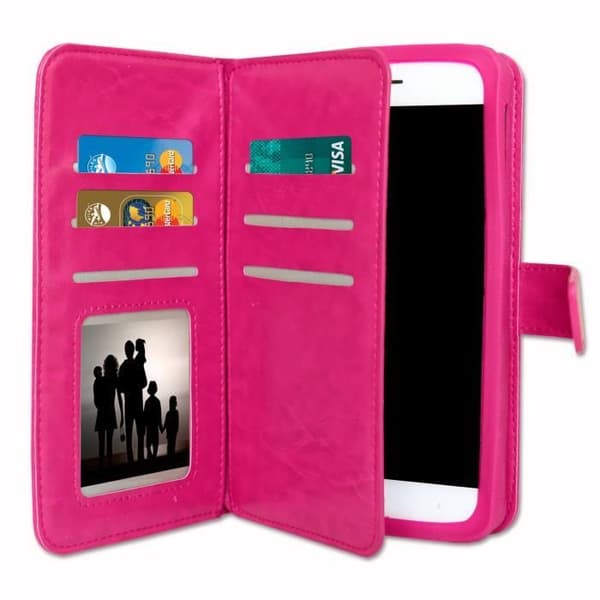 Etui folio - PH26 - Wiko Jerry 2 - Ekoskinn fuchsia - Magnetisk lock - Kortfack