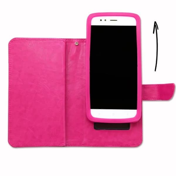 Foliofodral för Nokia 8 Sirocco plånboksformat i fuchsia ekoläder med dubbel invändig flik, korthållare, stängning
