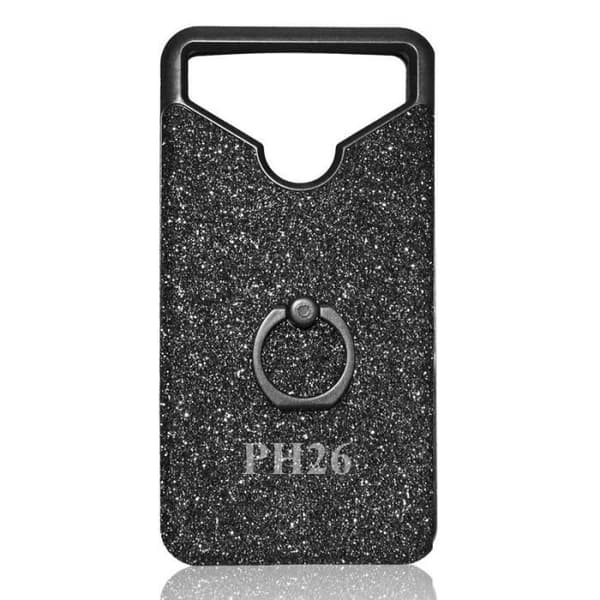 Doogee Y6c Black Back Cover med Diamond Rhinestone Effect och Anti-Shock Gel Silikonkonturer med Ring för Selfies, Foton och