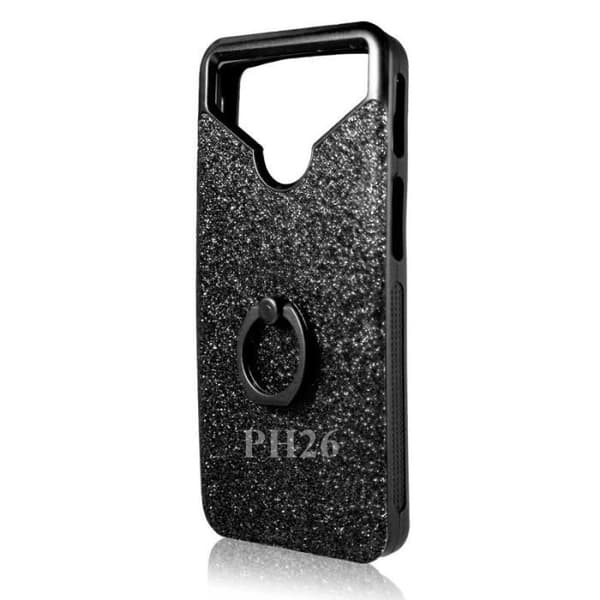 Doogee Y6c Black Back Cover med Diamond Rhinestone Effect och Anti-Shock Gel Silikonkonturer med Ring för Selfies, Foton och