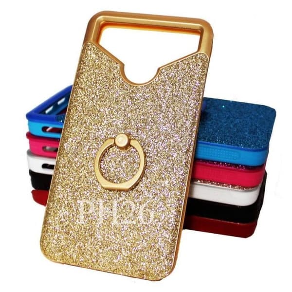 ARCHOS 55B Platinum Gold bakstycke med diamant strass effekt med anti-chock silikon gel konturer med selfie ring,