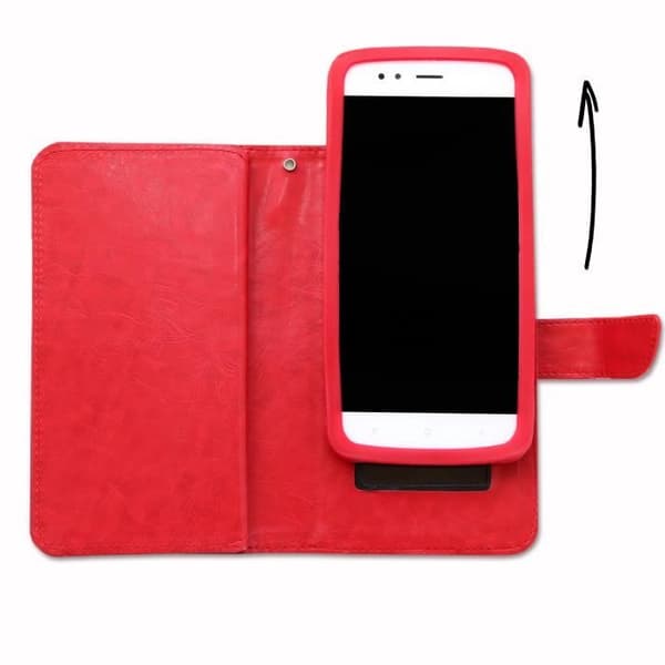 Etui fodral folio - PH26® - Huawei Y6 2017 - Ekoskinn röd - Magnetisk klaff - Kortfack
