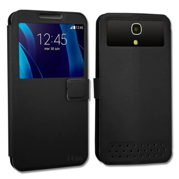 Etui Housse folio - PH26® - Qilive Q8 - PU-läder - Svart - Universell