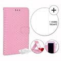 Miniatyrbild 1 av 4: PH26® Super Pack Folio fodral för guldprickar i Fuchsia ekoläder med korthållare, spegel och synliga sömmar med en