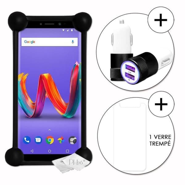 Coque bumper - Wiko - Harry 2 - Antichock - Silikon - Cigaretteändare Laddare 2x USB