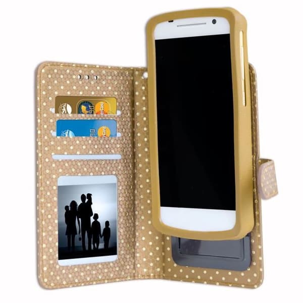 Housse folio - PH26® - I9 - Ekoskinn guld - Spegel - Kortfodral