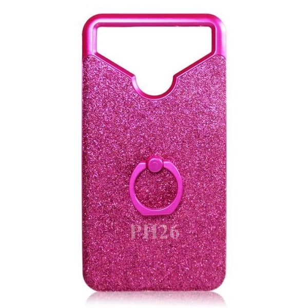 Doogee Homtom HT17 Fuchsia bakfodral med diamant strasseffekt med anti-chock silikongelkonturer med ring för selfies, foton