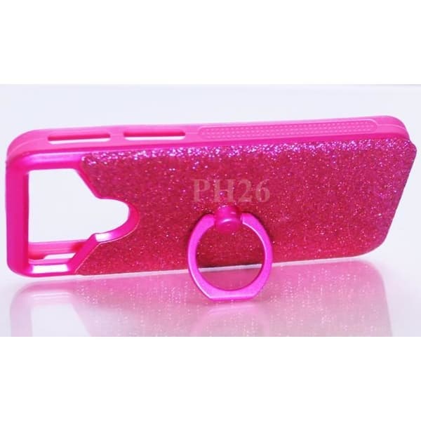 Doogee Homtom HT17 Fuchsia bakfodral med diamant strasseffekt med anti-chock silikongelkonturer med ring för selfies, foton
