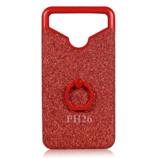 Samsung Galaxy A7 Röd baksida med diamant strasseffekt med anti-chock silikongelkonturer med ring för selfies, foton