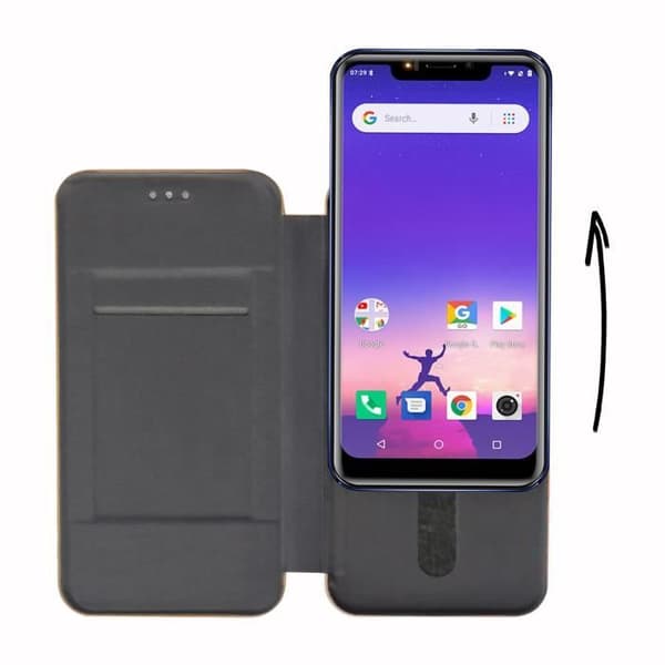 PH26® Super Pack Folio-korthållare i guldkornigt ekoläder för Logicom Le Hop med 2 härdade glas, hårdhet