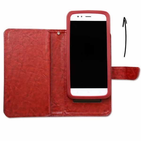 PH26® Folio fodral för Archos 55 Cobalt Plus plånboksformat i brunt ekoläder med dubbel innerlucka