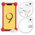 Miniatyrbild 1 av 4: Super Pack rött stötsäkert stötfångarfodral i kvalitetssilikon för V-Mobile S9 (2019) med 1 nätladdare, Ultrasnabb 2x USB