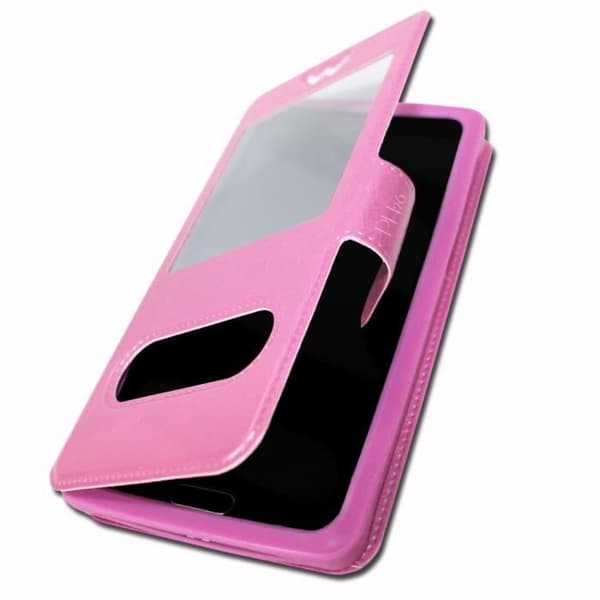 Fodral till HTC Wildfire X Rose Extra Slim X2 Windows i ekologiskt kvalitetsläder magnetisk stängning och synliga sömmar