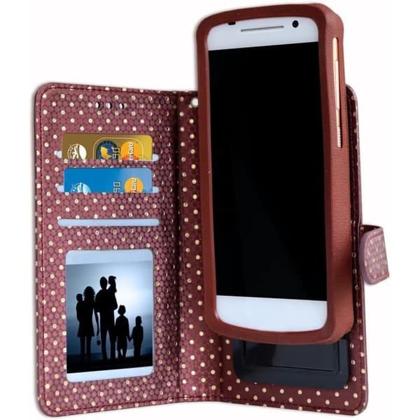Hus till Samsung Galaxy A30s - PH26® - Ekoskinn - Brun - Kortfack - Spegel