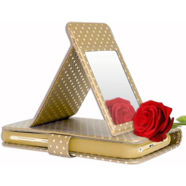 Mobilfodral för Samsung Galaxy A12 - PH26® - Ekoleder - Gul - Kortfickor - Spegel