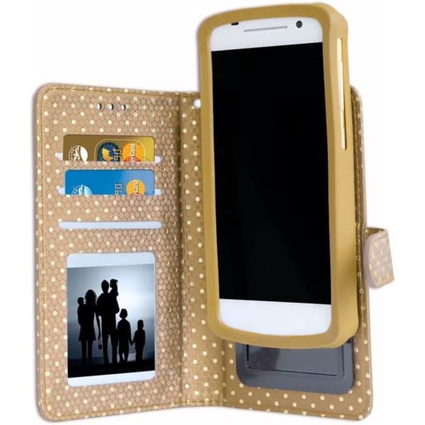 Mobilfodral för Samsung Galaxy A12 - PH26® - Ekoleder - Gul - Kortfickor - Spegel