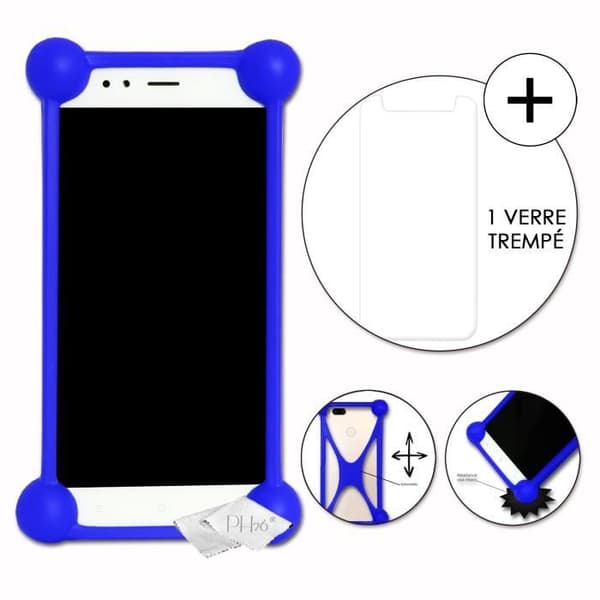 Super Pack för Realme Narzo 20 Pro Shockproof Bumper Case + 1 MAXIMAL Hårdhet Skyddande härdat glas - BLÅ