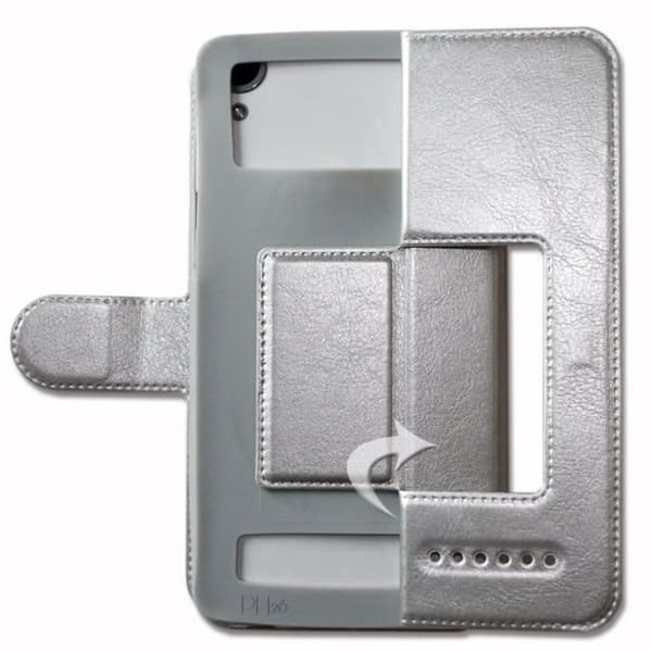 Silverfodral till Realme Narzo 10 Extra Slim X2 Quality ekoläderfönster magnetisk stängning och synliga sömmar