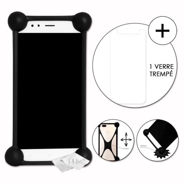 Super Pack för Realme Q2 Pro Stötsäker stötfångarfodral för + 1 MAXIMAL Hårdhet Skyddande härdat glas - SVART