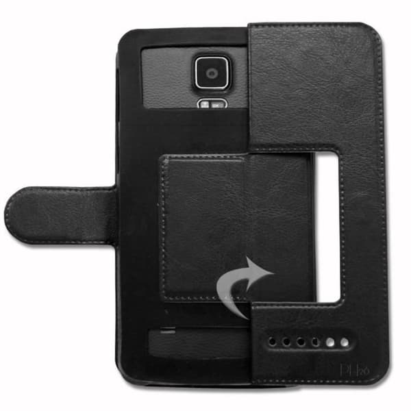 Svart fodral för Realme C1 2019 Extra Slim X2 Quality ekoläderfönster magnetisk stängning och synliga sömmar