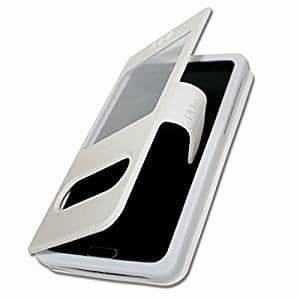 Vitt fodral för Realme Narzo 10A Extra Slim X2 Quality ekoläderfönster magnetisk stängning och synliga sömmar