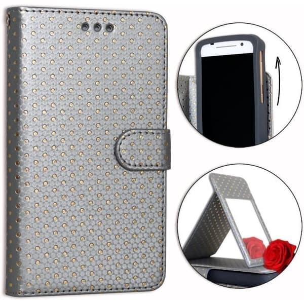 Mobilskal för Xiaomi Mi 10T Lite - PH26® - Ekoleder - Grå - Kortficka - Spegel