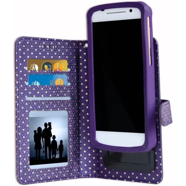 Fodral för Samsung Galaxy M31 Prime Edition - PH26® - Ekoskinn - Lila - Kortfack - Spegel