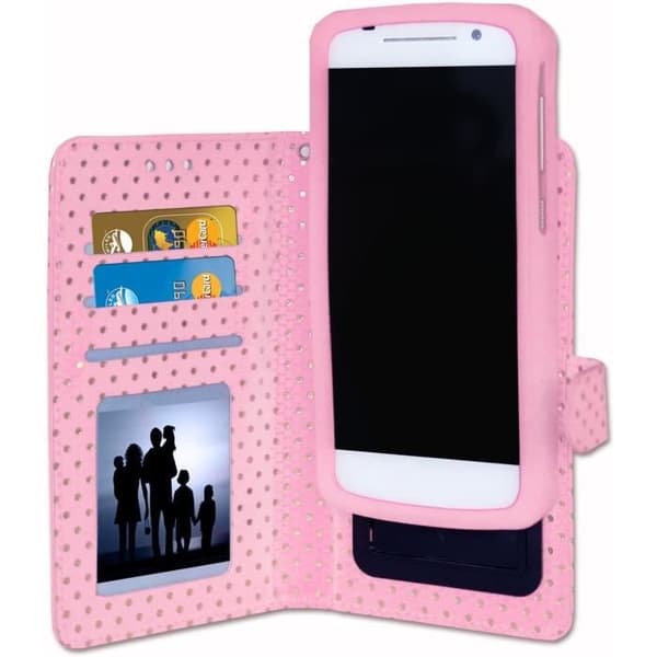 Fodral för Samsung Galaxy A30 - PH26® - Ekoskinn - Rosa - Kortfack - Spegel