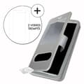 Miniatyrbild 1 av 4: Super Pack-fodral för Huawei Honor 30S Extra Slim 2 Eco-läderfönster + 2 högtransparens skyddsglasögon SILVER