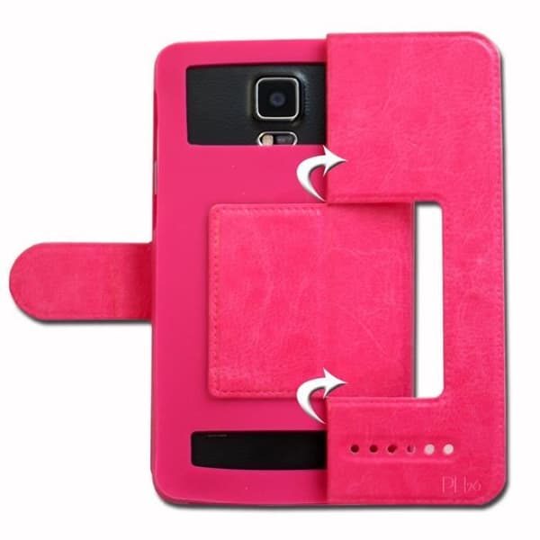Super Pack-fodral för HTC desire 12+ Extra Slim 2 Eco-läderfönster + 3 högtransparens skyddsglasögon ROSA